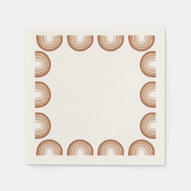 Boho Terracotta Rainbow Baby Shower Napkin (Front)