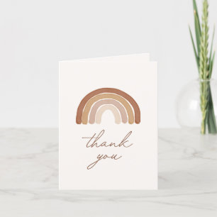 Boho Terracotta Rainbow Baby Shower Thank You Card