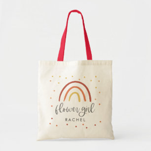 Boho Terracotta Rainbow Hand Lettered Flower Girl Tote Bag