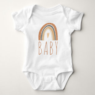 Boho Terracotta Rainbow Heart Baby Jumper Bodysuit