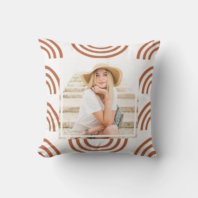 Boho Terracotta Rainbow Photo Cushion (Front)