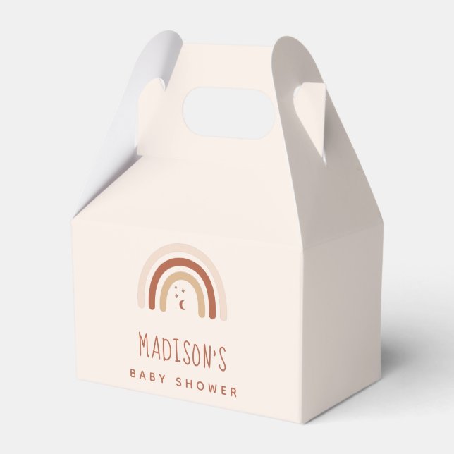 Boho Terracotta Rainbow Stars & Moon Baby Shower Favour Box (Front Side)
