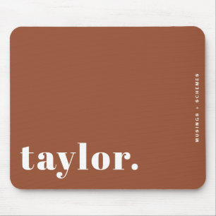 Boho Terracotta Retro Typography Personalised Mouse Mat