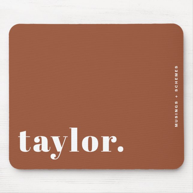 Boho Terracotta Retro Typography Personalised Mouse Mat (Front)