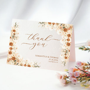 Boho Terracotta Rose Calla Lily Wedding Thank You