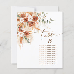 Boho Terracotta Rose Pampas Table 1 Seating Plan