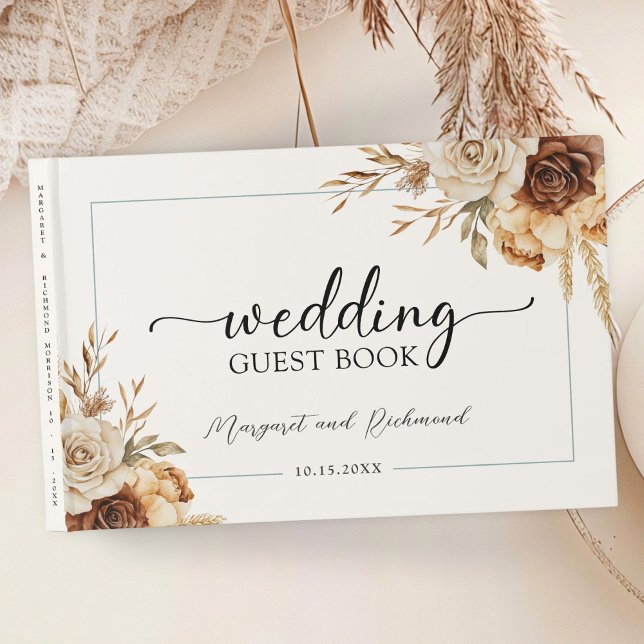 Boho Terracotta Rustic Floral Wedding Guest Book (Creator Uploaded)