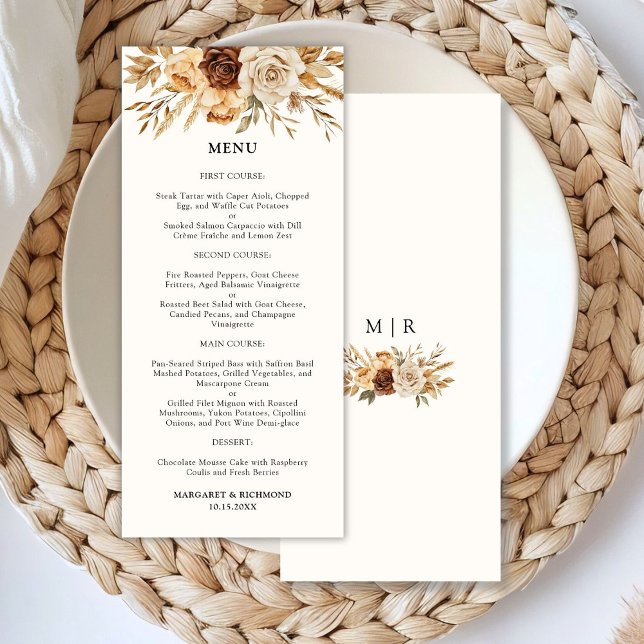 Boho Terracotta Rustic Floral Wedding Menu (Creator Uploaded)