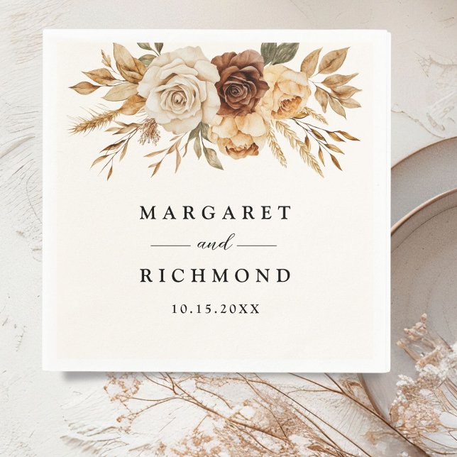 Boho Terracotta Rustic Floral Wedding Napkin (Creator Uploaded)