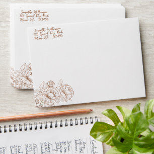 Boho Terracotta Rustic Minimalist Floral Wedding Envelope