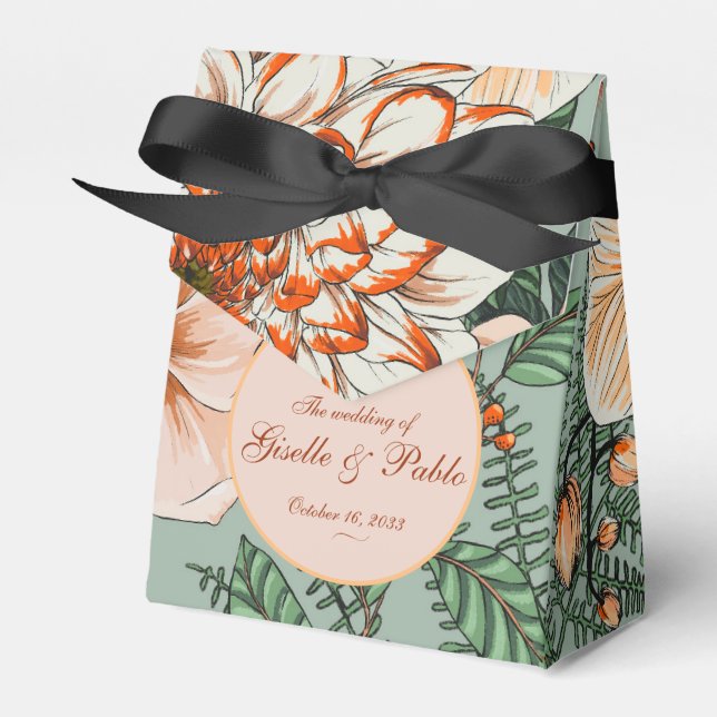Boho Terracotta Sage Fall Floral Wedding  Favour Box (Front Side)