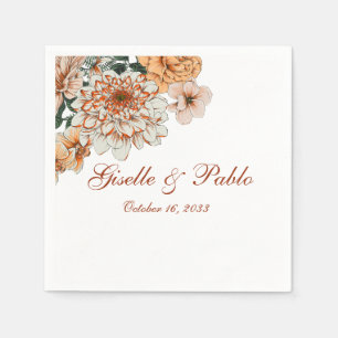 Boho Terracotta Sage Fall Floral Wedding  Napkin