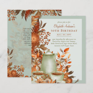 Boho Terracotta Sage Tea Party Floral Birthday