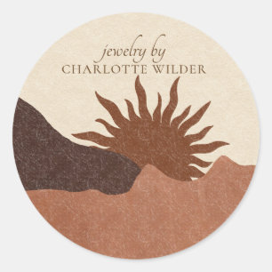 Boho Terracotta Sand Abstract Handmade Jewellery  Classic Round Sticker