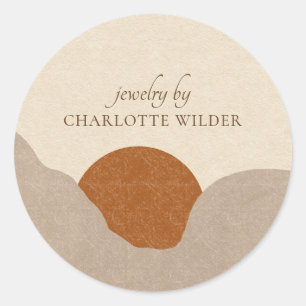 Boho Terracotta Sand Abstract Handmade Jewellery Classic Round Sticker