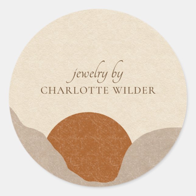 Boho Terracotta Sand Abstract Product  Classic Round Sticker (Front)