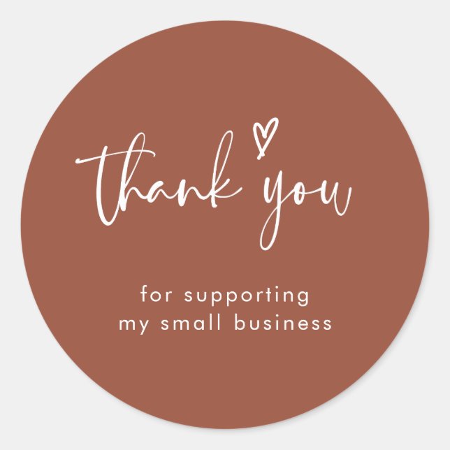 Boho Terracotta Small Business Thank You Sticker (Front)