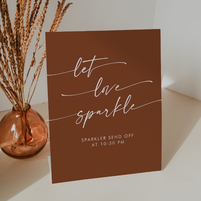 Boho Terracotta Sparkler Send Off Wedding Pedestal Sign (Boho Terracotta Sparkler Send Off Wedding Pedestal Sign)
