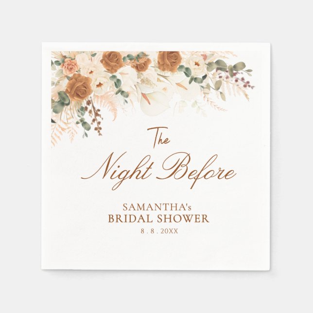 Boho Terracotta The Night Before Bridal Shower Napkin (Front)