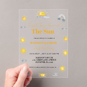 Boho terracotta Twins  first trip first birthday  Acrylic Invitations