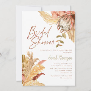 Boho Terracotta watercolor floral Bridal Shower  Invitation