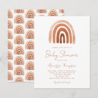 Boho Terracotta Watercolor Rainbow Baby Shower