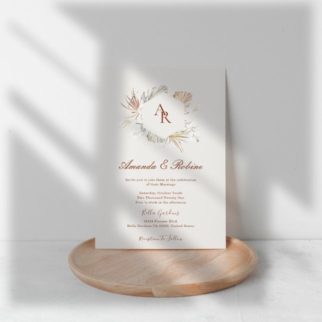 Boho Terracotta Wedding Invitation (Creator Uploaded)