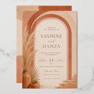 Boho Terracotta Wedding Invitation