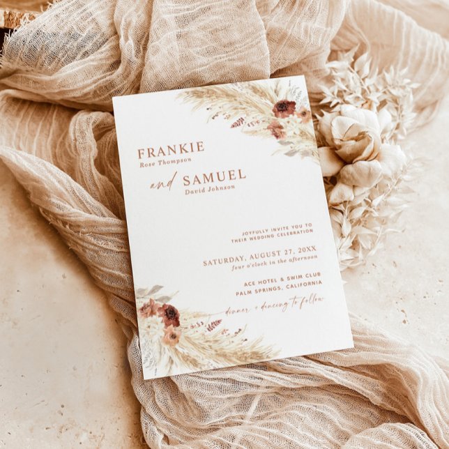 Boho Terracotta Wedding Invite, Modern Wedding Invitation (Creator Uploaded)