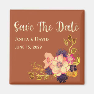 Boho Terracotta Wedding Save The Date Invitation Magnet