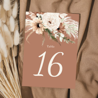 Boho Terracotta Wedding Table Numbers