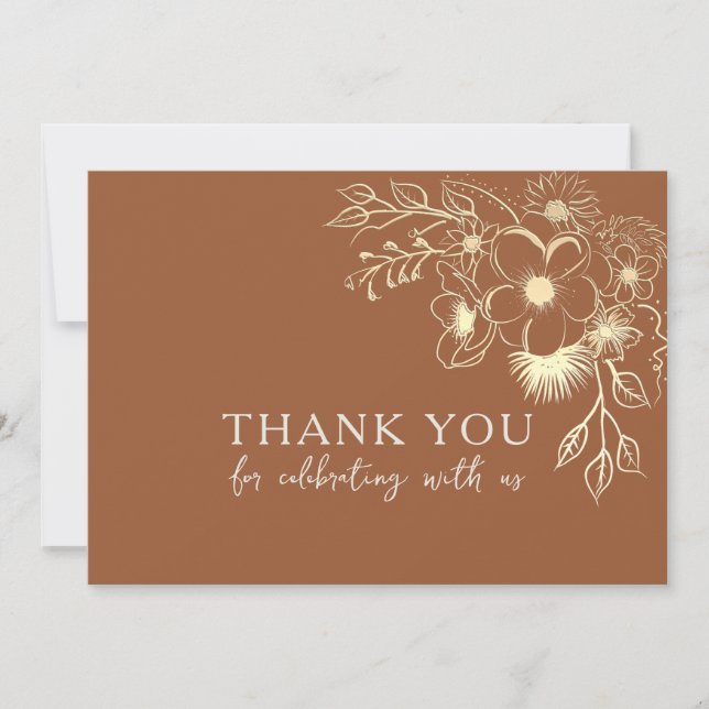 Boho Terracotta Wedding Thank You Card (Front)