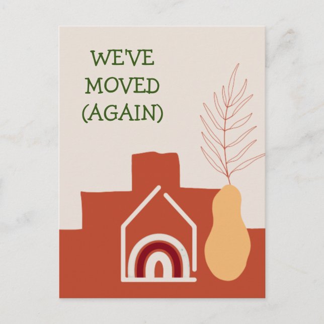 Boho Terracotta We've Moved Again New Address  Postcard (Front)
