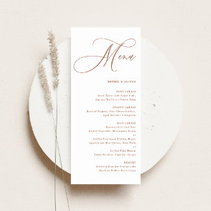 Boho Terracotta Whimsical Calligraphy Wedding Menu