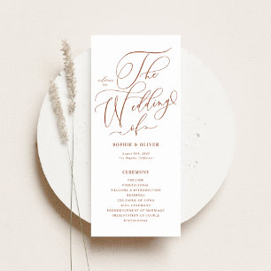 Boho Terracotta Whimsical Calligraphy Wedding Programme