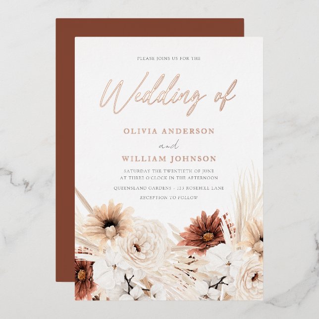 Boho Terracotta & White Floral Wedding (Front/Back)