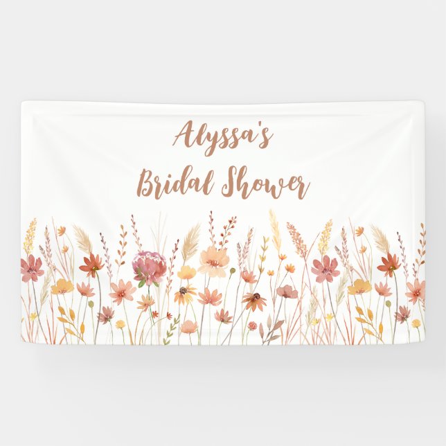 Boho Terracotta Wildflower Bridal Shower Banner (Horizontal)