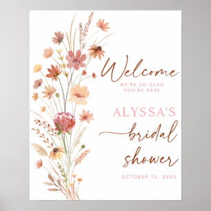 Boho Terracotta Wildflower Bridal Shower Welcome Poster