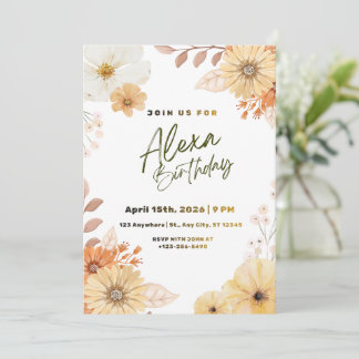 Boho Terracotta Wildflower Floral Graphic Invitation