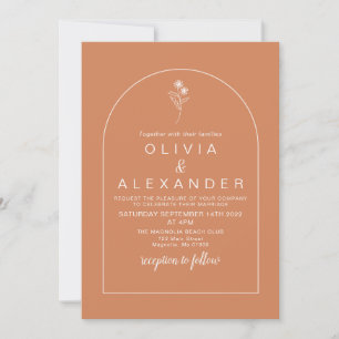 Boho Terracotta wildflower wedding Invitation