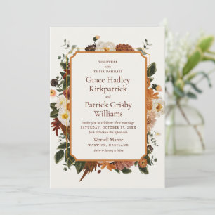 Boho Terracotta Wildflower Wedding Invitation