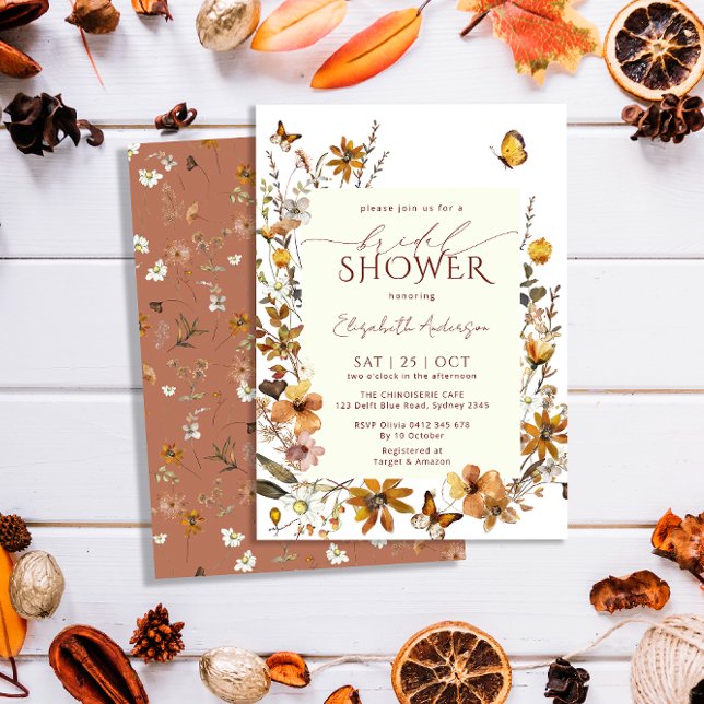 Boho Terracotta Wildflowers Frame Bridal Shower Invitation (Creator Uploaded)