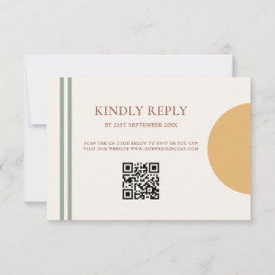 Boho Terracotta Yellow Arches QR Code RSVP Card