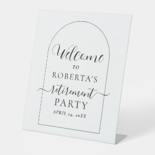 Boho Text Script Retirement Party Welcome Pedestal Sign