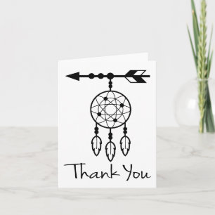 Boho Thank You Dream Catcher Native American Black Card