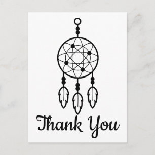 Boho Thank You Dream Catcher Native American Black Postcard