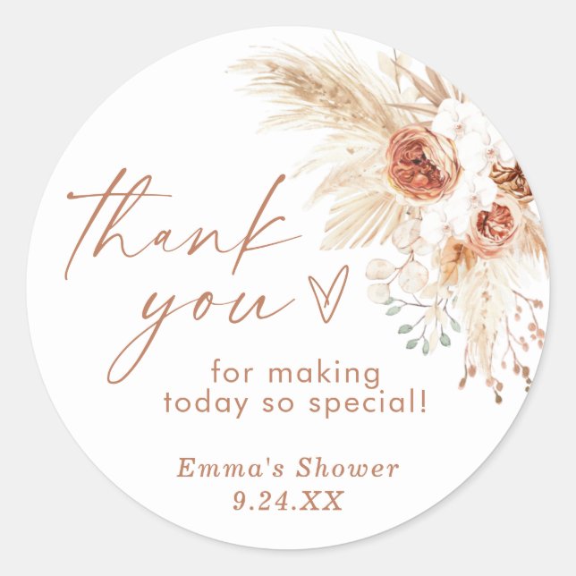 Boho Thank You Favour Sticker (Front)