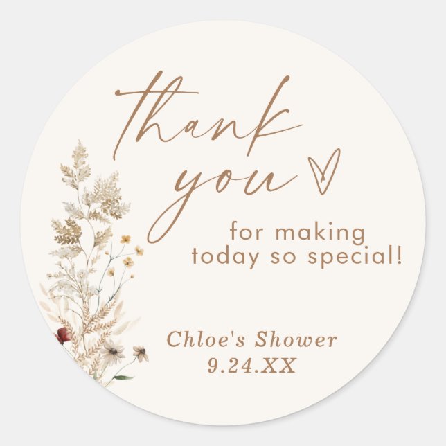 Boho Thank You Favour Sticker (Front)
