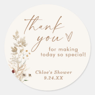 Boho Thank You Favour Sticker