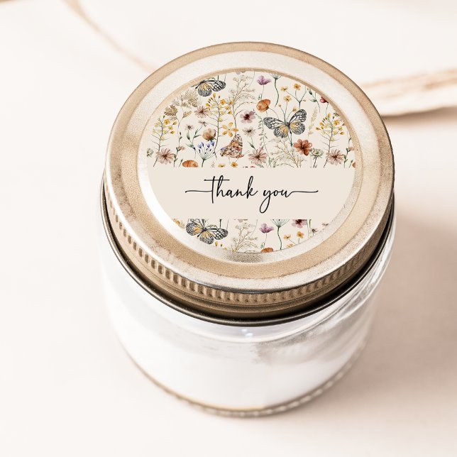 Boho Thank You Sticker (Boho Wildflower Thank You Sticker
)